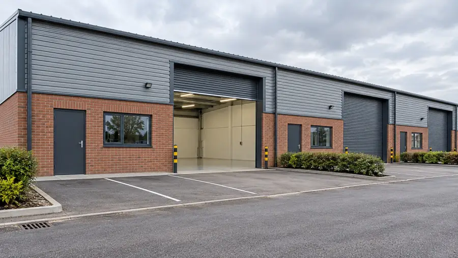 Exterior of modern small industrial units